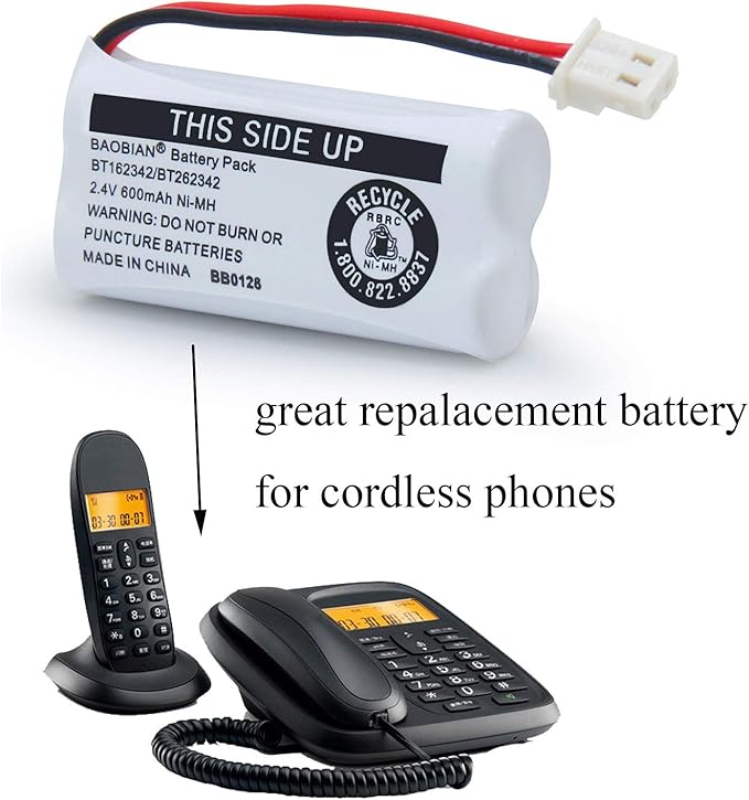 BT162342/BT262342 Cordless Phone Batteries BT183342/BT283342 BT166342/BT266342 CS6114 CS6419 CS6719 EL52300 CL80111 2.4V 600mah Ni-Mh (3 Pack)