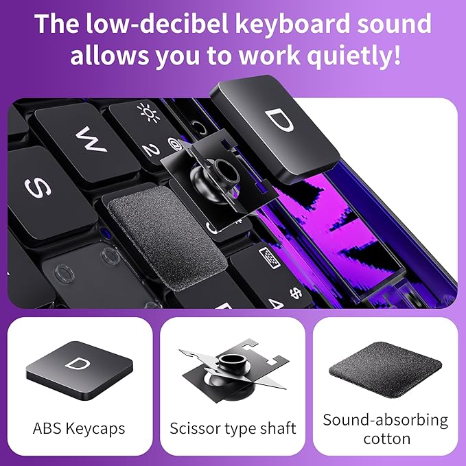 iPad Keyboard Case for 2024 M4 iPad Pro 11 inch, Magic Wireless Keyboard with Trackpad 7 Color Backlit, 360° Rotating Stand Transparent Protective Cover with Pencil Holder (Purple)