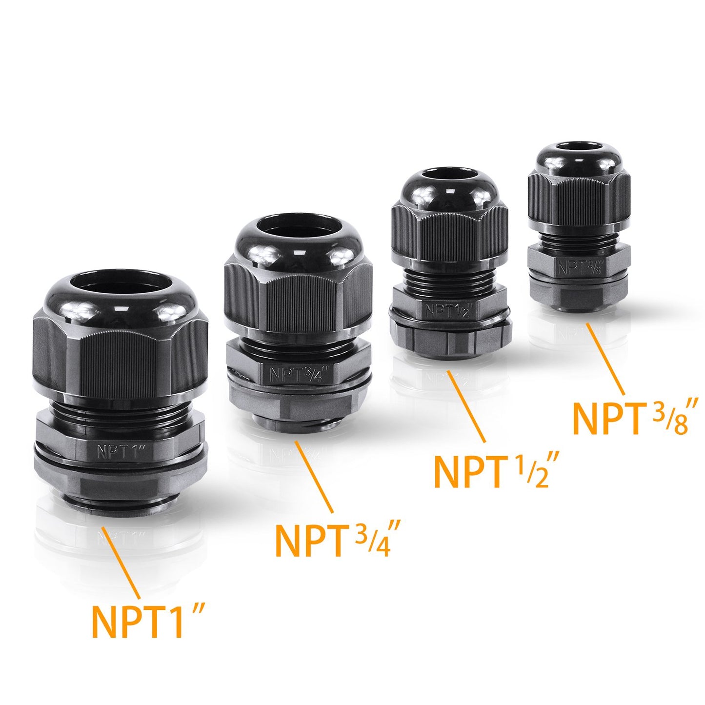 XHF 5 Pcs 3/4" IP68 Strain Relief Nylon Cord Grip NPT Cable Glands Adjustable UL Listed and RoHS Compliant (Black)
