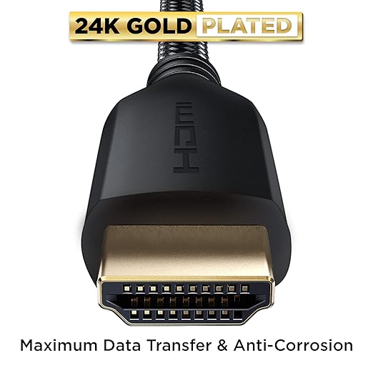 PowerBear 4K Long HDMI Cable 25 ft 2 Pack, High Speed, Braided Nylon & Gold