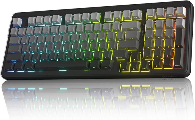 DAREU EK98pro Wireless Mechanical Keyboard, Gasket Hot Swappable Custom Structure, Creamy Pre-lubed Linear Switches, PBT Keycaps, BT5.0/2.4GHz/USB-C, RGB Backlit Gaming Keyboard for Win/Mac