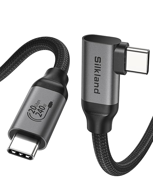 Silkland USB C Monitor Cable Right Angle 10FT, 8K@30Hz 5K/4K@60Hz Display