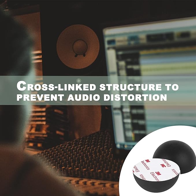1.25" Silicone Hemisphere Bumpers Isolation Feet Rubber Non-Skid Speaker Pads with Adhesive Record Player Audio Isolation Pads for Small Speaker Spikes,Turntable,Amplifiers,Subwoofer,Monitors,Decks