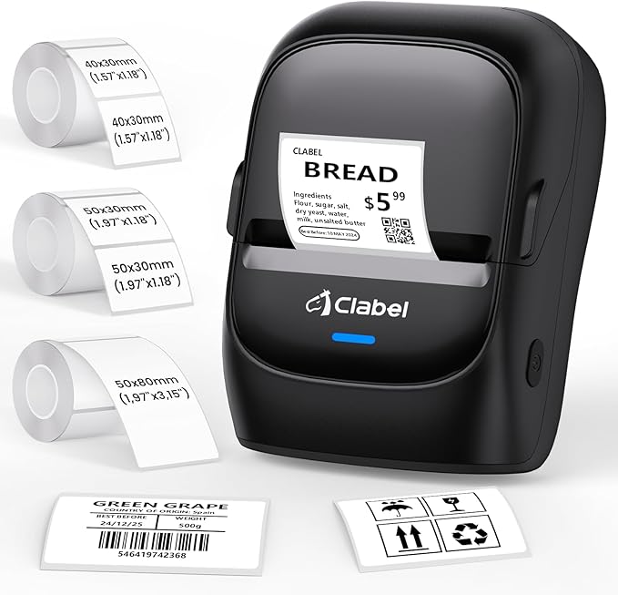 CLABEL 221B 2" Bluetooth Thermal Label Printer with 1 Label Roll