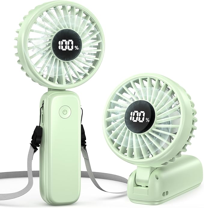 Handheld Fan Foldable, 5000mAh Rechargeable Hand Fans with Powerful Cooling, 4 Speeds, LED Display, Portable Fan for Travel,Concerts,Makeup,Lash,Outdoor Events,Gifts Women