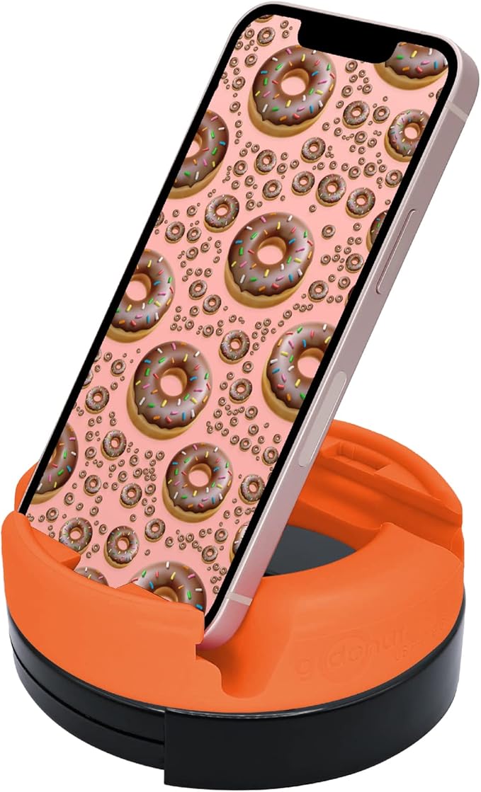 GoDonut 360 Swivel – Smartphone and Tablet Stand and Desk Organizer with 360 Degrees Device Rotation - Compact and Portable for Travel, Office and Home - Made in USA (Blue)