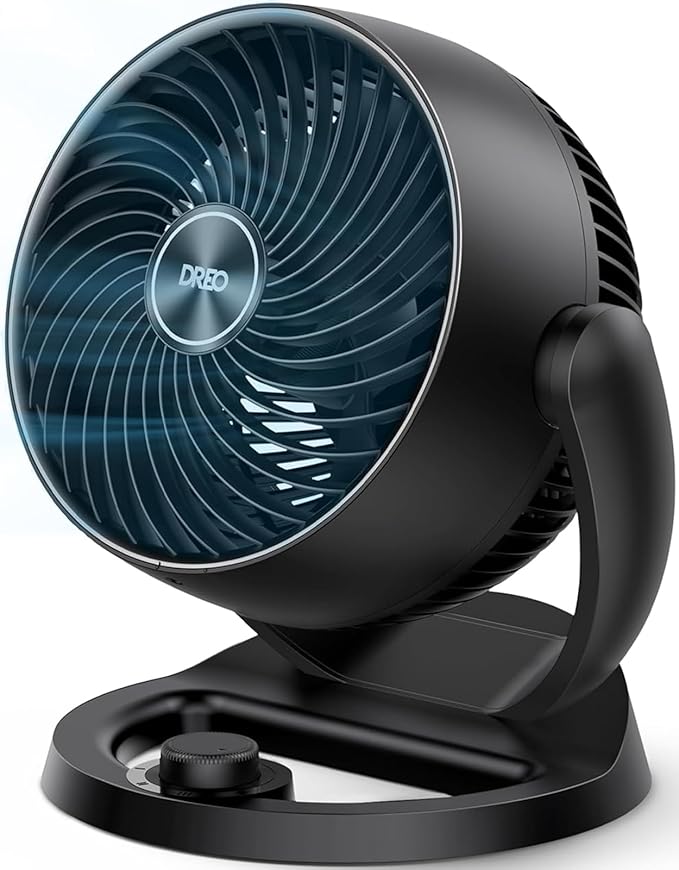 DREO Desk Fan, 12-Inch Air Circulator Fan for Bedroom, 70ft Powerful Airflow, 120ยฐ Tilt Adjustment, 25dB Ultra-Quiet, 3 Speeds Small Table Fan for Whole Room, Home, Office