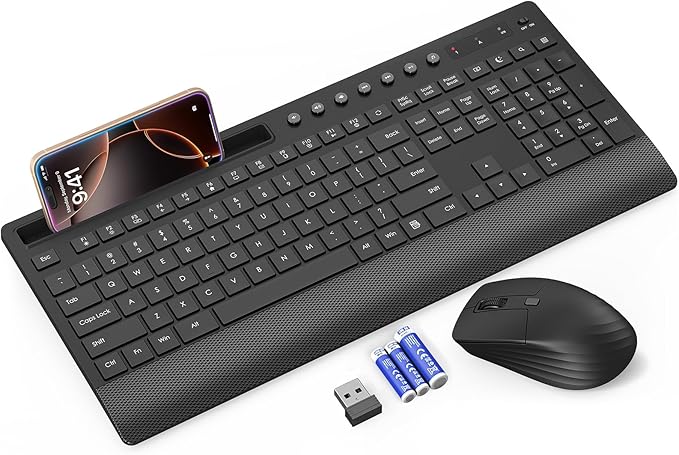 Trueque Wireless Keyboard and Mouse Combo, Full Size with Palm Rest