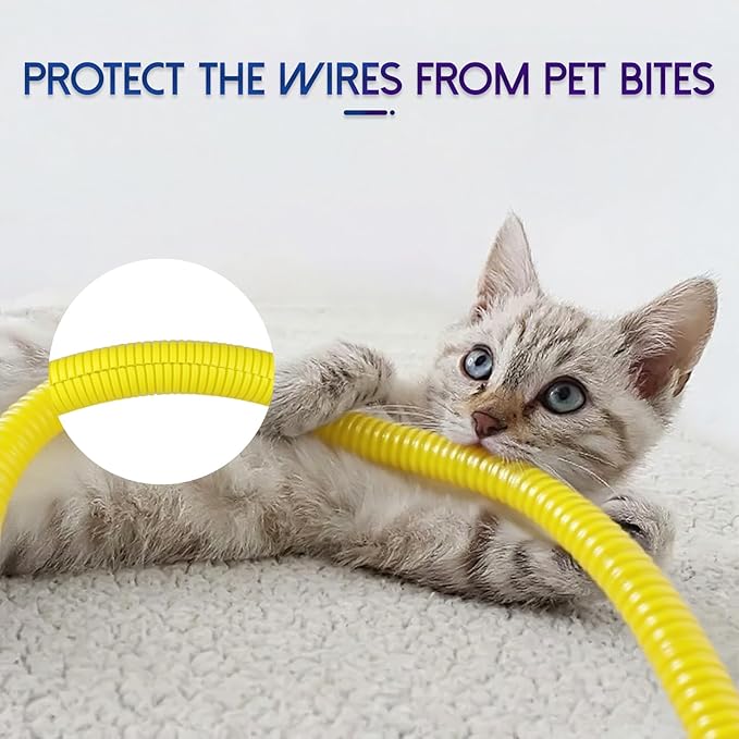 Split Wire Loom Tubing, 10,25ft Cord Protectors from Pets No Chew, Flexible Wire Covers Cord Protectors, Protective Split Cable Sleeve for Automotive Home Industrial Wires(Yellow, 0.98inch-25ft)