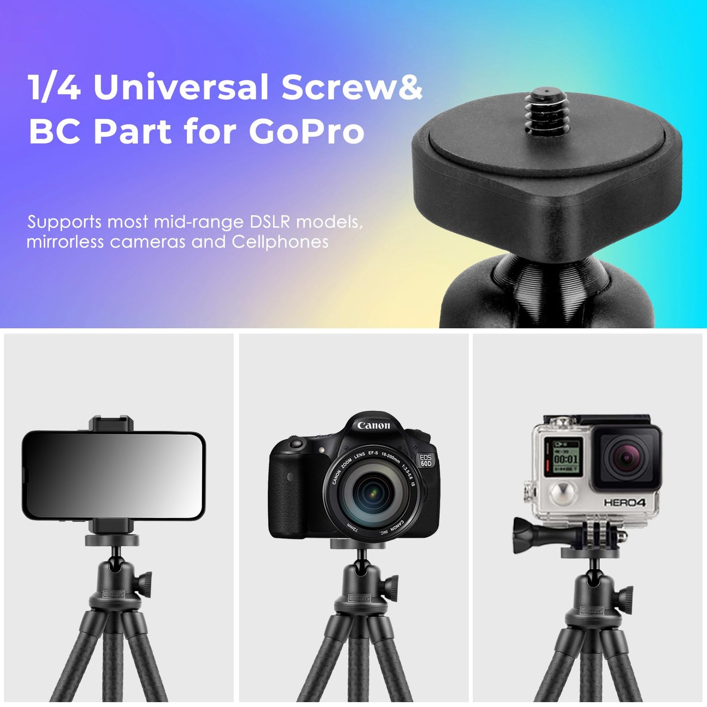 UBeesize Phone Tripod, UBeesize 12 Inch Flexible Cell Phone Tripod Stand Holder with Wireless Remote Shutter & Universal Phone Mount, Compatible with Smartphone/DSLR/GoPro Camera
