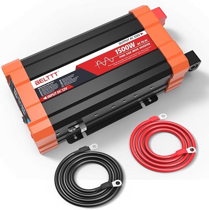 BELTTT 2000W Pure Sine Wave Inverter, Inverter 12V DC to 120V AC for Solar, RV, Truck, Outdoor, Power Inverter with Dual AC and 20A Socket, 5V 2.1A USB, Surge 4000W, Hardwire Port, Remote Controller