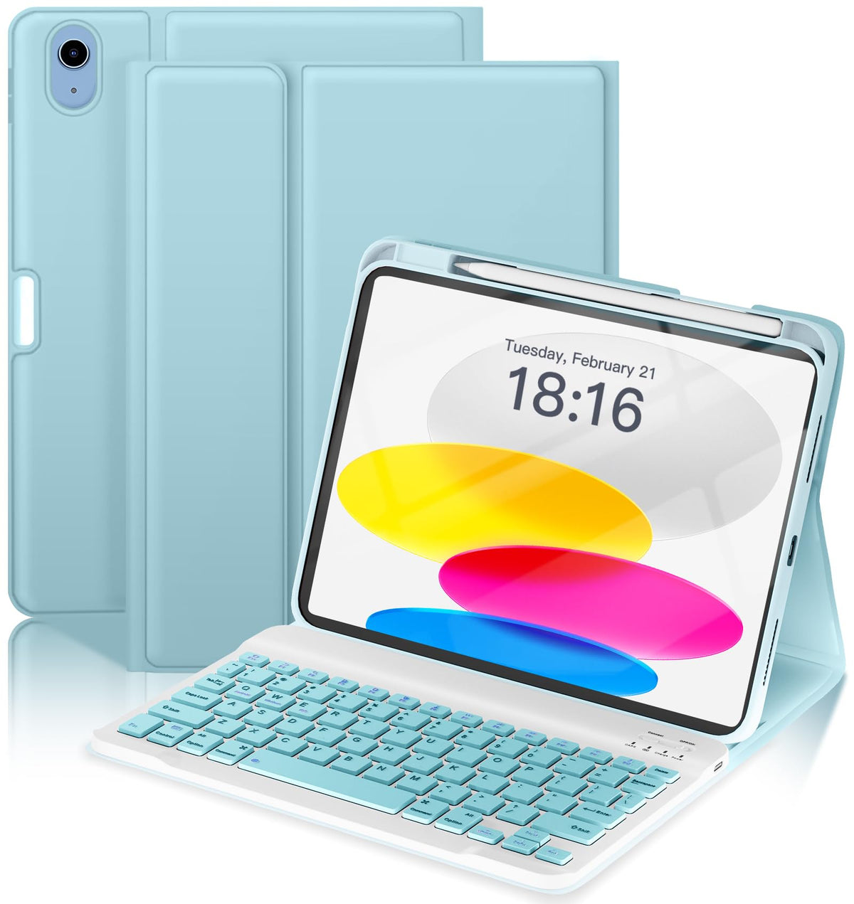 NOKBABO for iPad 11th 10th Generation Case with Keyboard,Pencil Holder