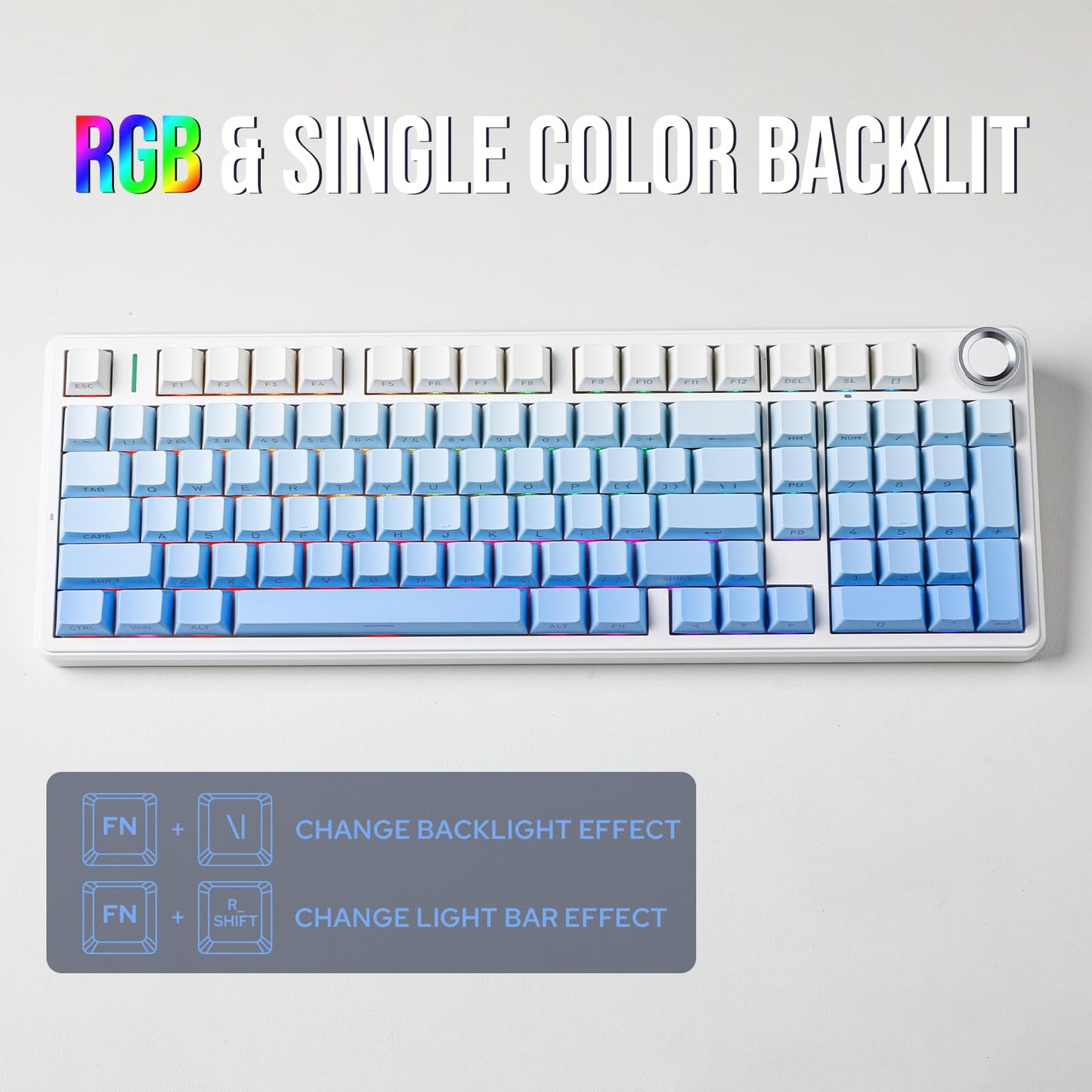 EPOMAKER X Aula F99 PRO Wireless Gaming Keyboard with 8000mAh Battery, Hot Swappable Creamy Keyboard, 2.4GHz/Type-C/BT5.0, NKRO, RGB Backlit for Win/Mac/Gaming (Blue Gradient)