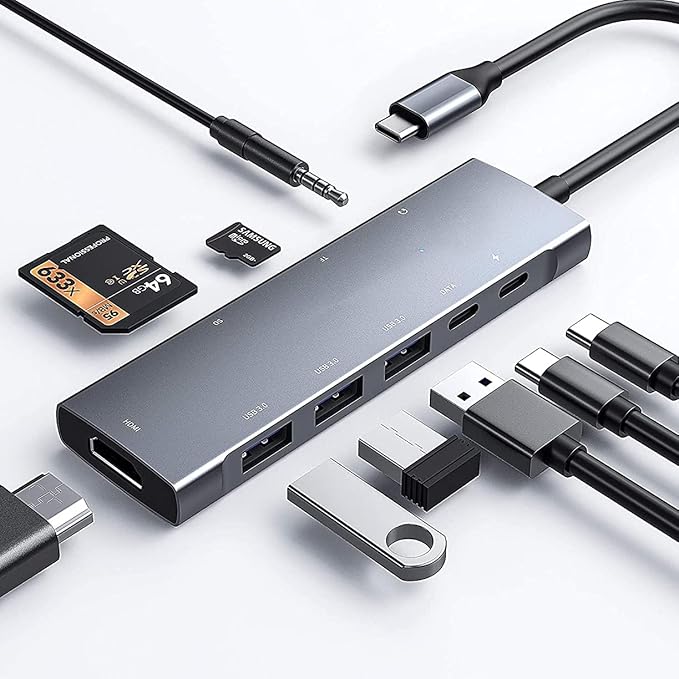 USB C to HDMI Adapter for Samsung DeX,DeX Station for Galaxy S25/S24/S23/S22/Note20/10/Tab S9/S8/S7,DeX hub with HDMI 4K,USB3.0,PD 60W,SD/TF Card Slot,Steam Deck,Nintendo Switch.