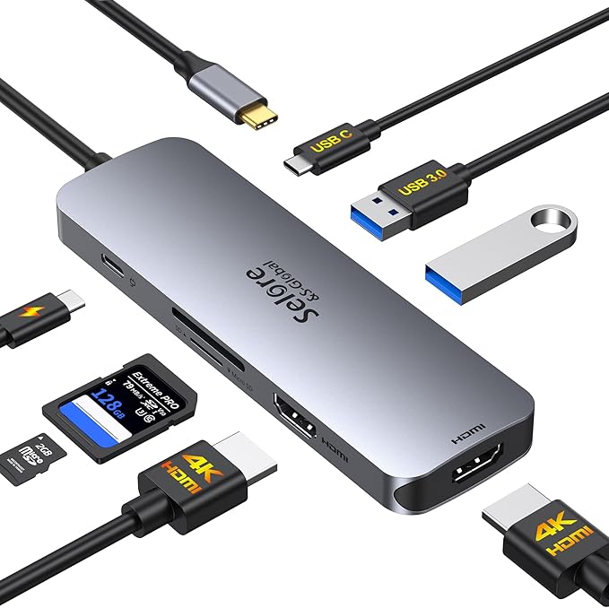 Selore Laptop Docking Station, Dual Monitor USB C Hub for MacBook