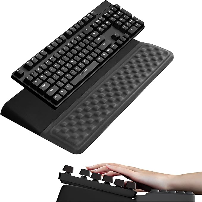 Ospelelf Keyboard Wrist Rest, Ergonomic Memory Foam Wrist Support for Typing & Gaming, Tilted Keyboard Pad, Aesthetic Desk Accessories for Office, Relief for Carpal Tunnel & Wrist Pain