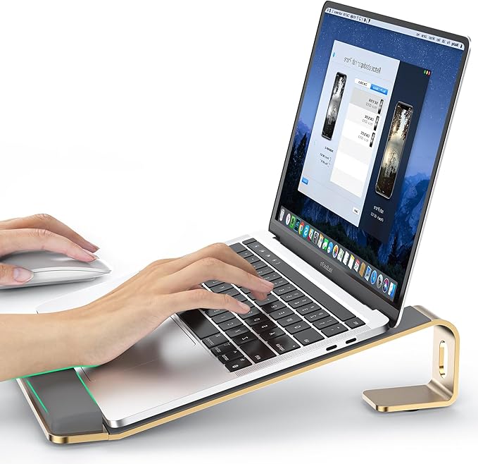 LOXP Laptop Stand for Desk, Aluminum Laptop Riser Holder with Wrist Support