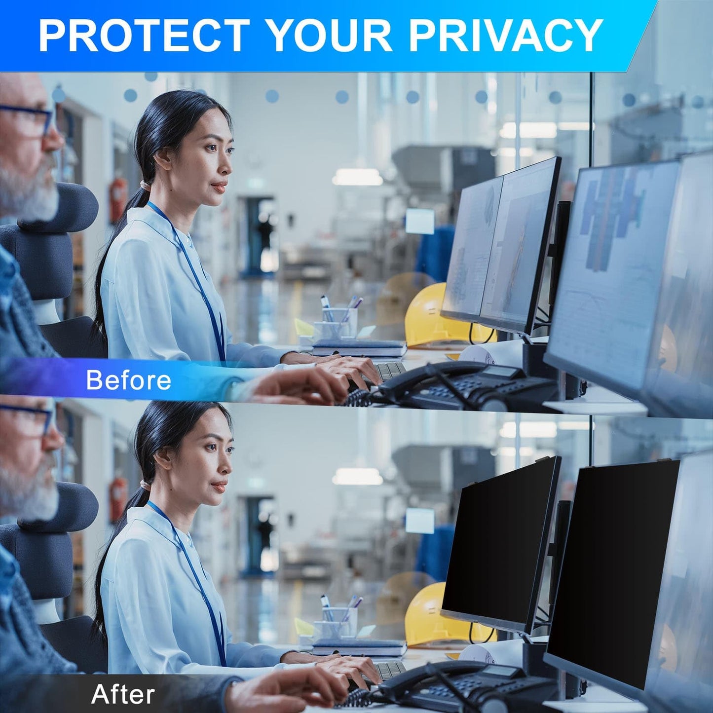 GUDTEKE Magnetic 27 Inch Privacy Screen for Computer Monitor 16:9 Aspect Ratio, Hanging Removable Anti-Blue/Glare Protector Film, Anti Spy Desktop Security Private Filter 27in