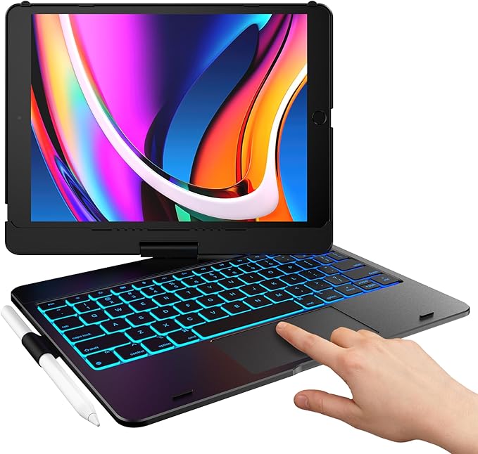 typecase Touch Keyboard Case for iPad 9th/8th/7th Gen, 360° Rotating