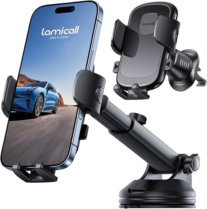 Lamicall Car Phone Holder Dashboard Vent Windshield 70 LBS Suction 3-in-1