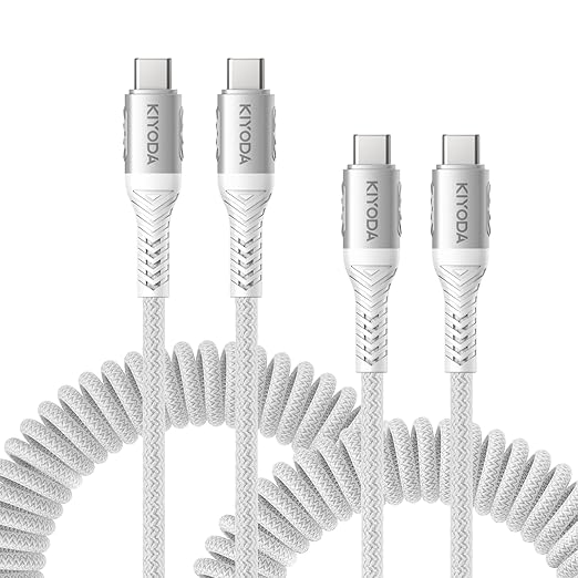 Coiled USB C to Lightning Cable 3FT, 2 in 1 iPhone 15 Charger Cord for Car