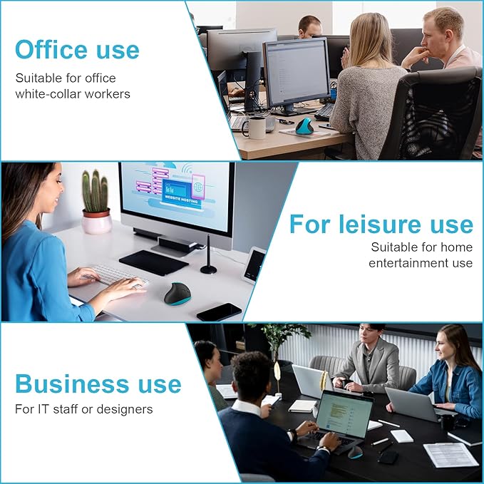 Vassink Ergonomic Mouse, Rechargeable Wireless Mouse Right Handed Small Mouse with 6 Buttons for Laptop,Desktop,PC, MacBook(Blue)