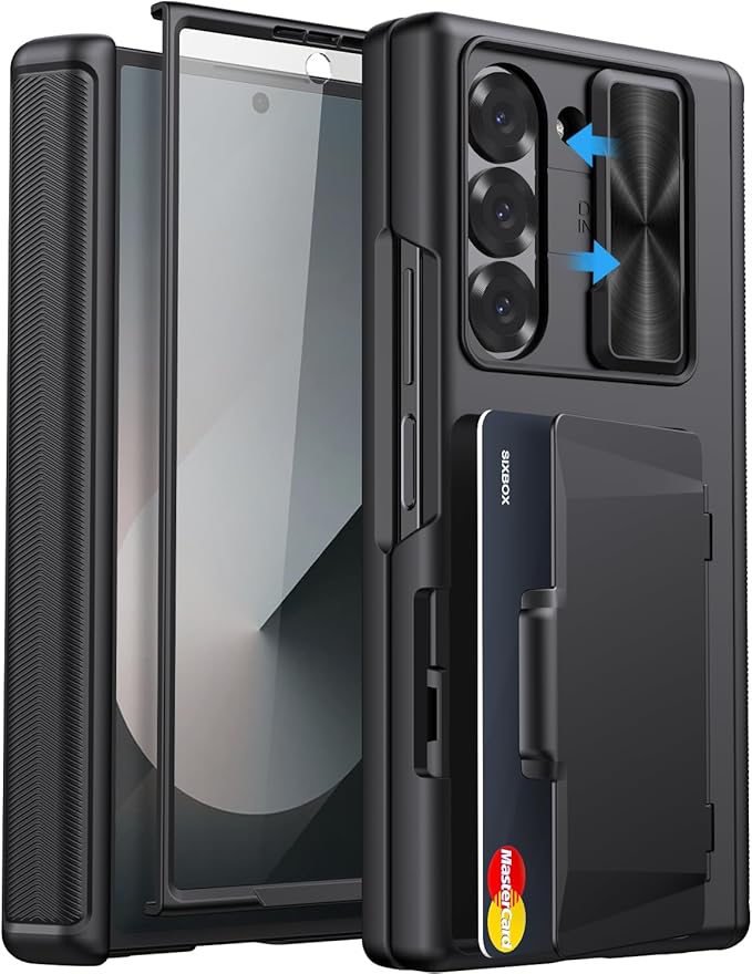 SIXBOX for Samsung Galaxy Z Fold 6 Wallet Case, Camera Cover
