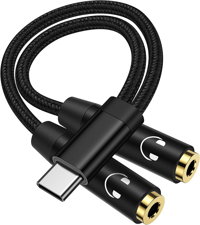 Headphone Splitter for 2 Headphones, USB C to Dual 3.5mm Headphone Splitter