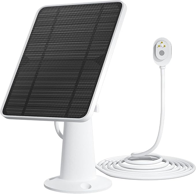 6W Solar Panel Charger Compatible with Arlo Ultra/Ultra 2/Pro 3/Pro 4/Pro 3 Floodlight Security Camera, Solar Panels Charging IP65 Weatherproof w/ 9.8ft Charging Cable Adjustable Wall Mount