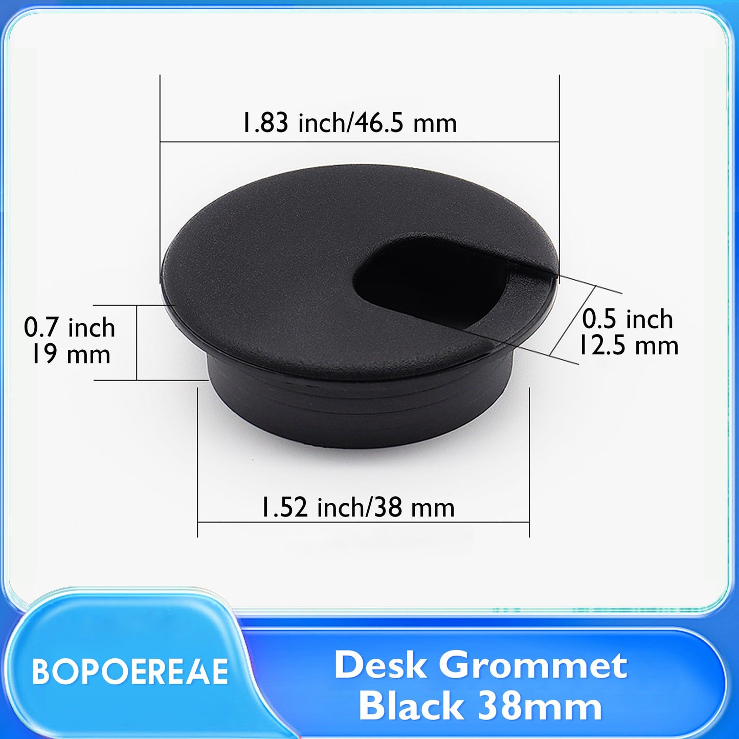 BOPOREAE 8 Pcs Desk Grommet 1-1/2" (38 mm), Desk Cord Hole Cover