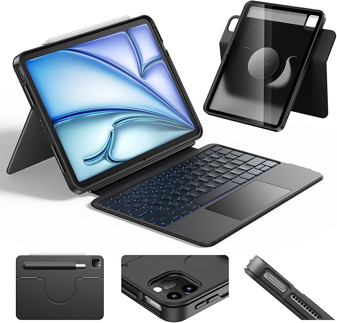 HOU Keyboard Case for iPad Air 11",Air 5/4 gen & iPad Pro 11" 1/2/3/4 gen