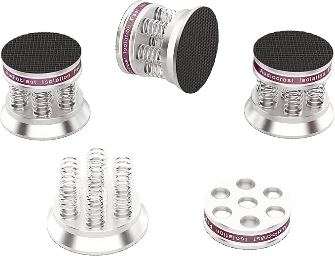 Tertullus 4pcs Spring Speaker Feet Isolation Foot 43mm×38.5mm Stand HiFi Aluminum Shock Absorber Isolation Pads Turntable Dac Feet Pad(Black)