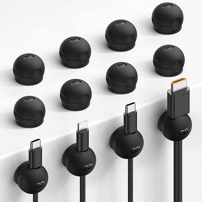 Lamicall 6 Pack Rotatable Cord Organizer, 1s Lock Spring Cable Holder Clips