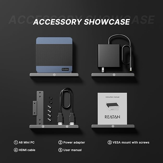 Reatan A8 Mini PC AMD Ryzen 7 8745H 32GB RAM DDR5 1TB SSD (3 Year After-Sale Support) 8C/16T,up to 8K Quad-Screen Displays, WiFi 6E, OCuLink Mini Computers for Gaming Home Theater Office Business