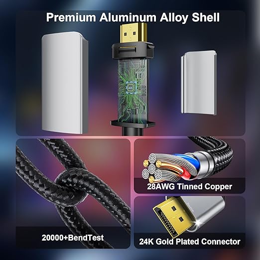 Active HDMI to DisplayPort Cable 3FT, 4K 60Hz 1080p 120Hz, Unidirectional HDMI Source to DP Monitor Display Port Cable Compatible for PC, Laptop, Computer, NVIDIA, AMD, PS5/4, Xbox
