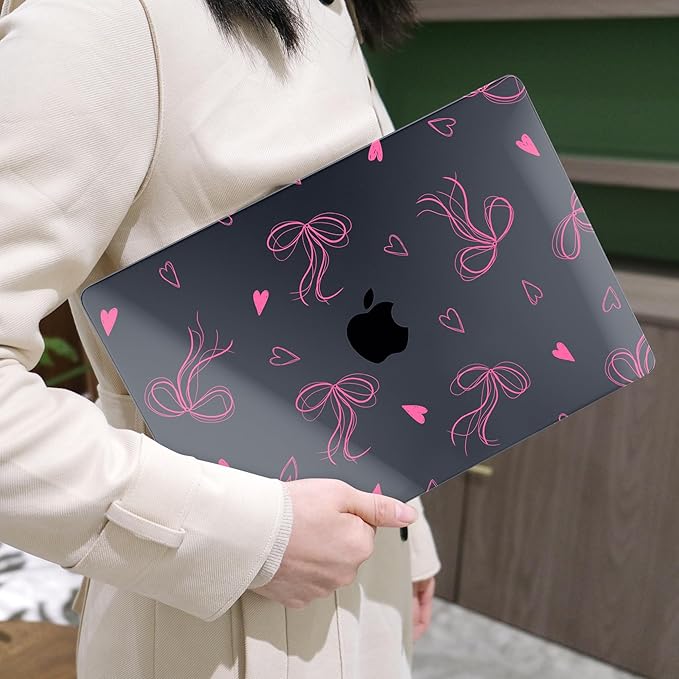 MEEgoodo for M4/M3/M2 MacBook Air 15.3 inch Case 2025 2024 2023, Case Fit Model (A3241/A3114/A2941) for MacBook Air 15 inch, Laptop Hard Shell with Keyboard Cover, Ribbons Bow