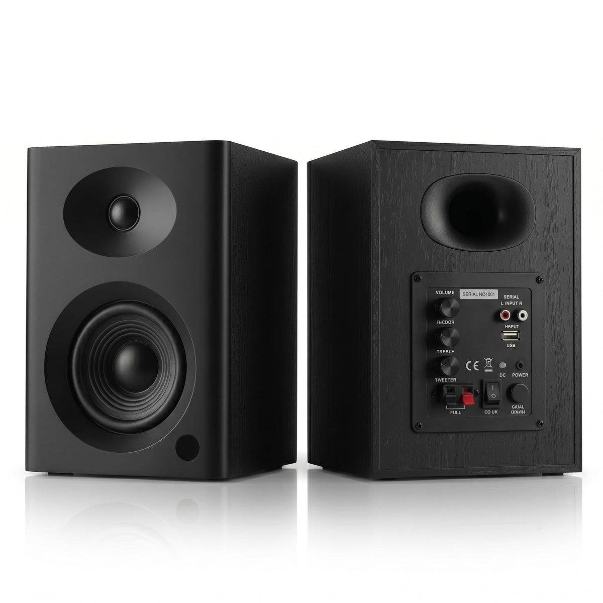NSY Audio 4-Inch Powered Bluetooth Bookshelf Speakers, White