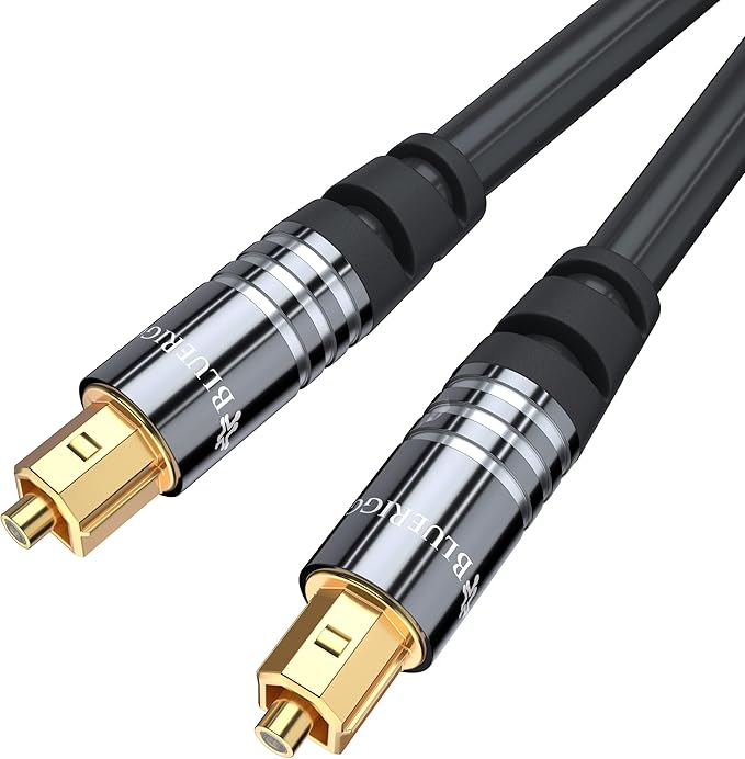 BlueRigger Digital Optical Audio Cable (15FT, Toslink Cable for Soundbar, Braided Fiber Optic, S/PDIF, Metal Shell) - Compatible with HomeTheatre, TV, Game Console (PS4, Xbox), DVR
