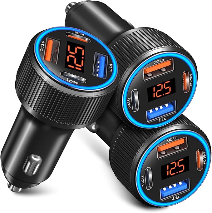 USB C Car Charger, 3 Pack 65W QC 3.0+PD 30W Super Fast Car Phone Charger