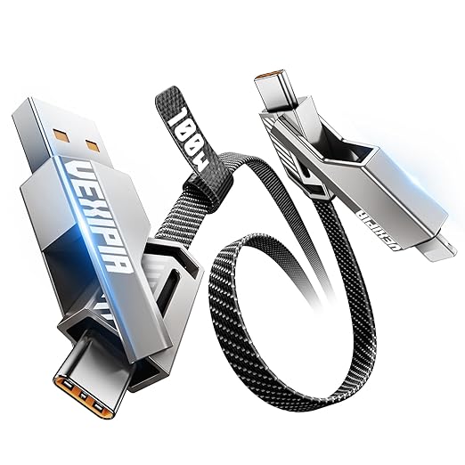 Vexipia 4-in-1 Long USB C Cable 100W 10FT Compatible with Lightning Cable