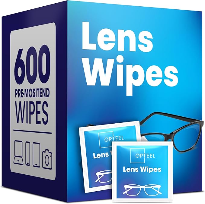 OPTEEL Lens Wipes for Eyeglasses - Pre-moistened Eyeglass Lens Cleaning Wipes - 500 Lens Wipes Individually Wrapped Sracth-Free Streak-Free Eye Glasses Wipes Lens Cleaner for Sunglass & Camera Lens