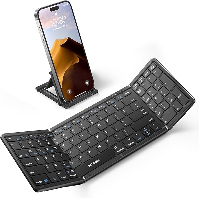 Samsers Full-Size Foldable Bluetooth Keyboard with Numeric Keypad - Blue