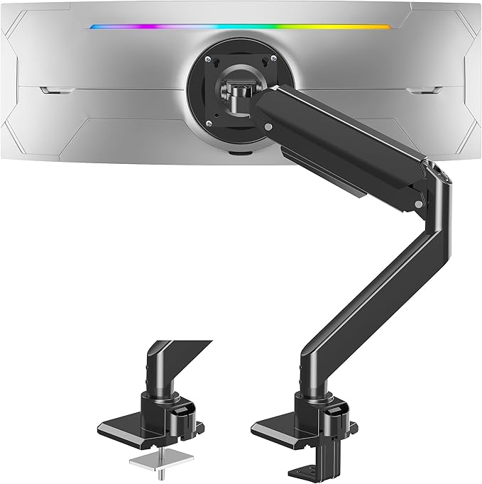 MOUNT PRO Single Monitor Desk Mount for Max 40 Inch Screens, Adjustable Gas Spring Monitor Arm Holds up to 26.5lbs, Computer Monitor Stand with Clamp and Grommet Base, VESA Mount 75x75mm/100x100mm