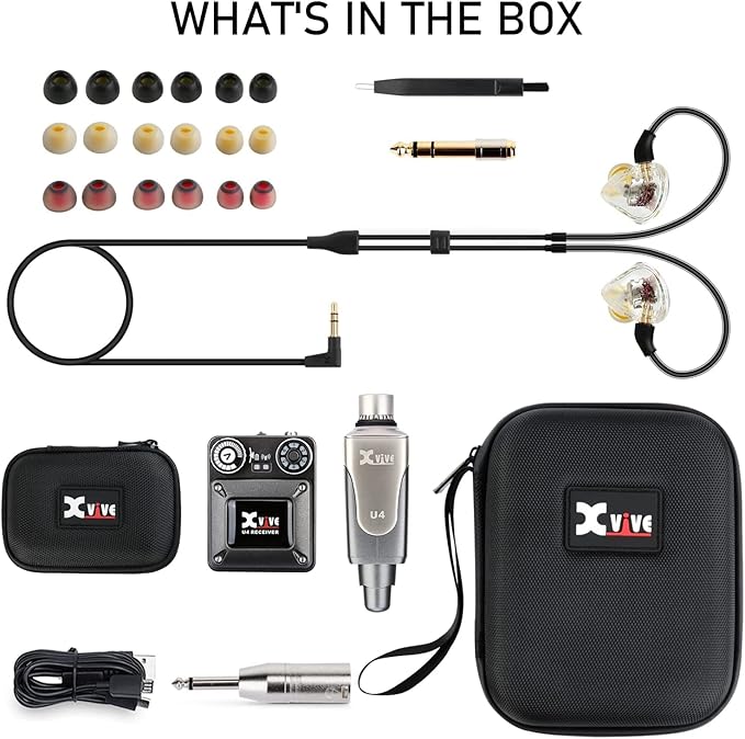 Xvive U4T9 Wireless in-Ear Monitor System with T9 2BAD Earphone Personal IEM for Studio, Band Rehearsal,Live Performance