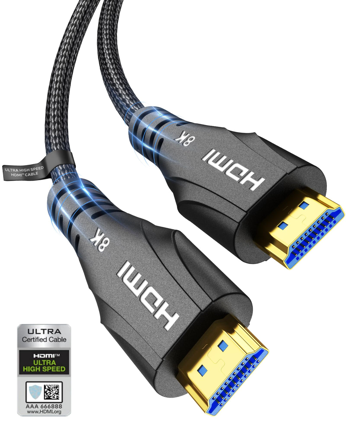 Cratree Fiber Optic HDMI Cable 65FT/20M Long - 8K 48Gbps High Speed HDMI Cord/8K 60Hz/4K 120Hz,HDCP 2.2&2.3,HDR10 - Compatible with HDTV/Monitor/Projector