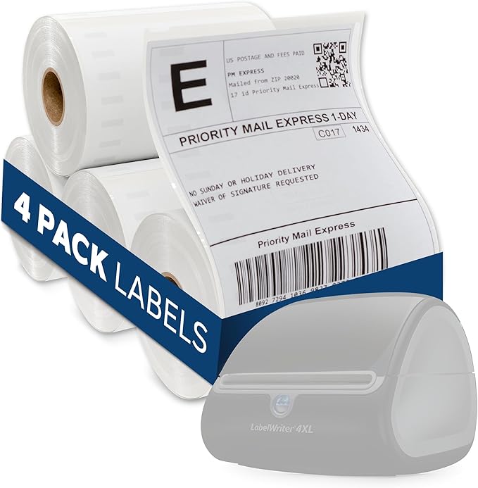 LabelMe 4x6 Thermal Labels Roll - Compatible with Dymo 4XL or Rollo 4x6, Perforated Strong Adhesive, Replaces Dymo 1744907, 250 Per Roll(10 Rolls | 2500 Labels)