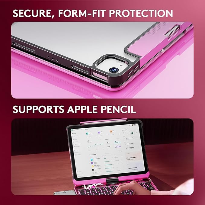 KITONE Transparent Case with Wireless Keyboard for iPad Air 13-in.(M3/M2, 2025/2024), 7 Colors Backlight, Trackpad, 360°Rotating Stand for iPad Pro 12.9-in (6/5/4/3 Gen), Tech Style