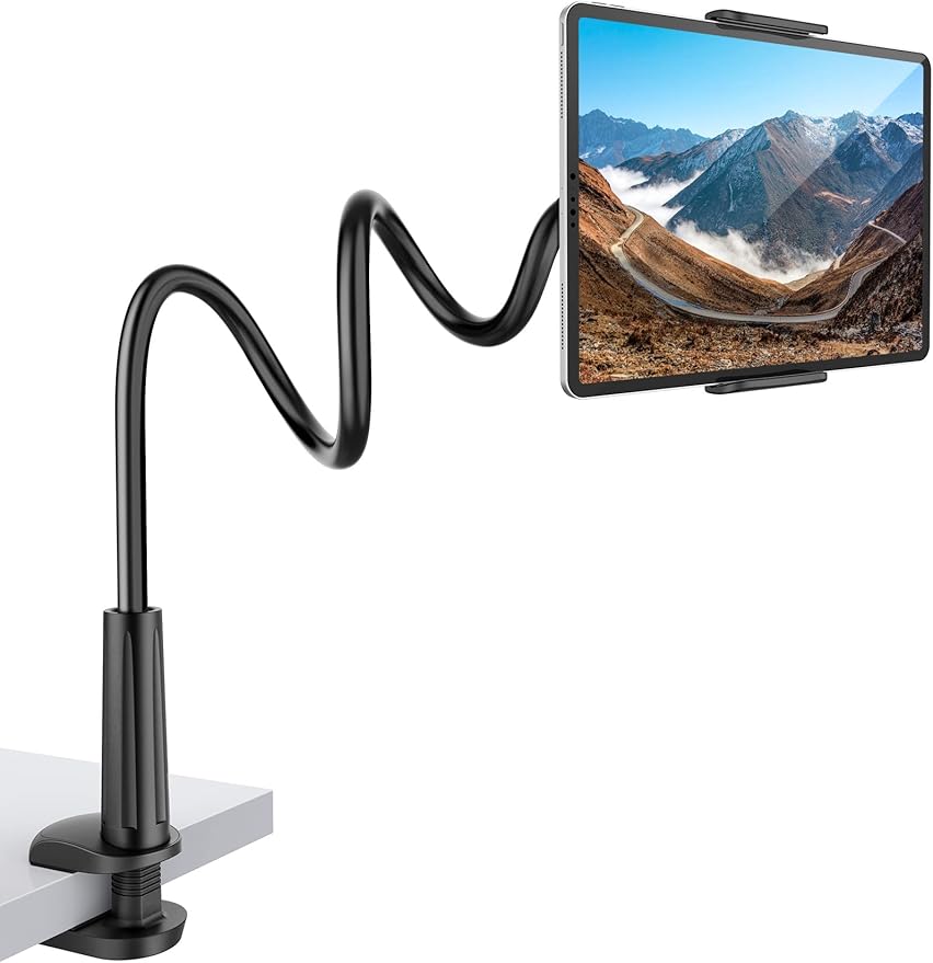 SHAWE Gooseneck Tablet Holder Phone Stand, Flexible Tablet Mount for Bed, 360 Adjustable Lazy Arm Holder Clamp Mount for iPad Air Pro mini, Samsung Galaxy Tabs, iPhone, Switch