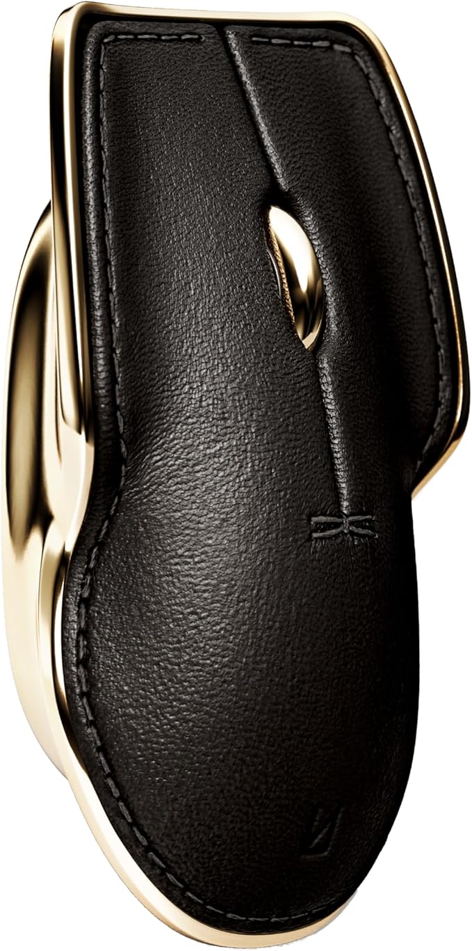 LUNAR ARTEFACTS Ambidextrous Rechargeable Bluetooth Wireless Computer Mouse Brown French Leather and Aluminum, Qi Enabled USB-C