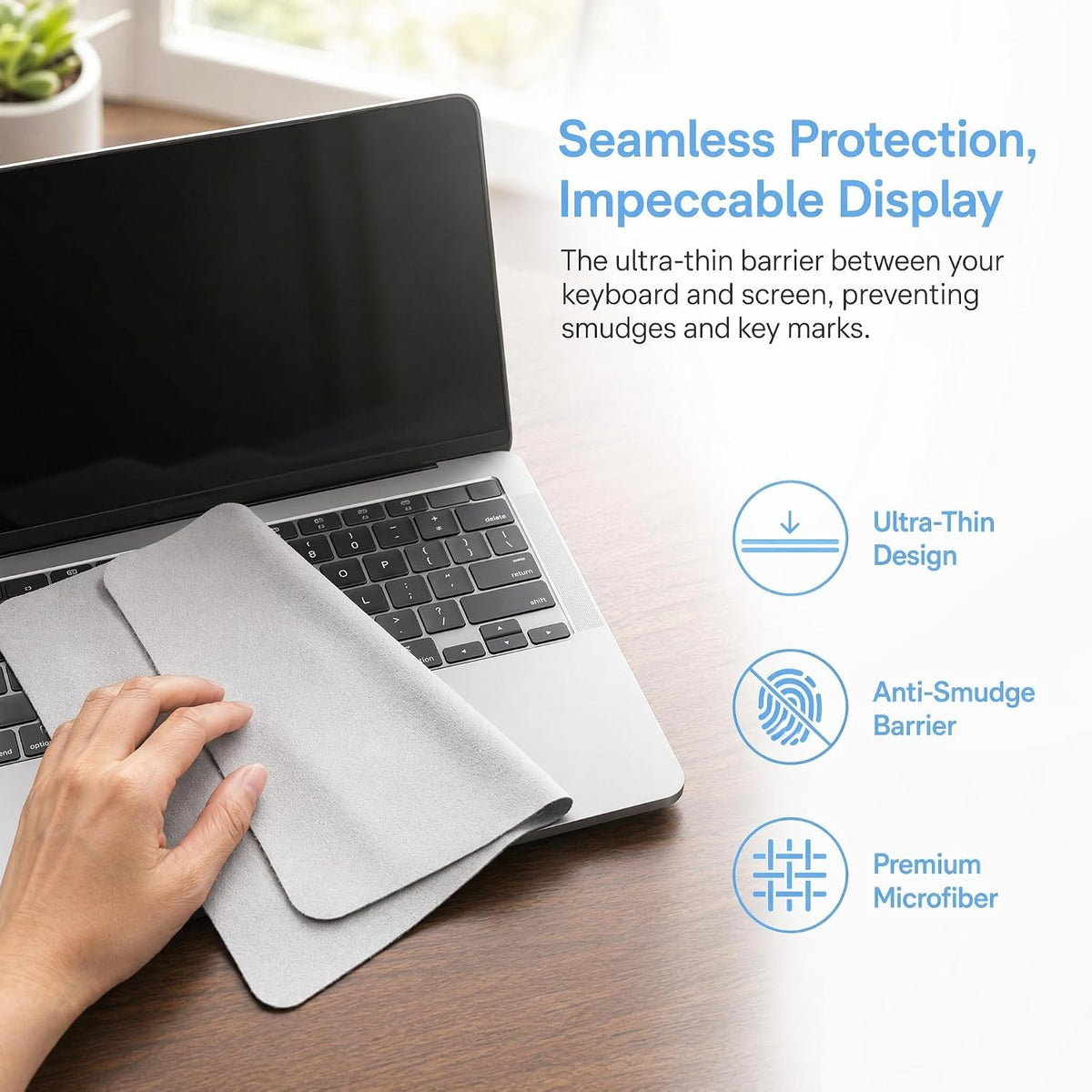 2 Pack 15.3/15.6/16-Inch Laptop Screen Keyboard Imprint Protection Microfiber Liner | Soft Texture Cleaning Cloth | Screen closes fully | Microfiber Liner Cleaning Cloth Best Fit for 15-16" Laptops
